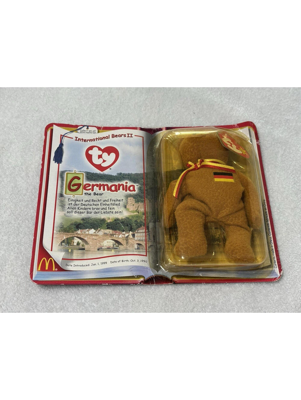 2000 McDonald's Ty Teenie Beanie Babies Germania The Bear Brown